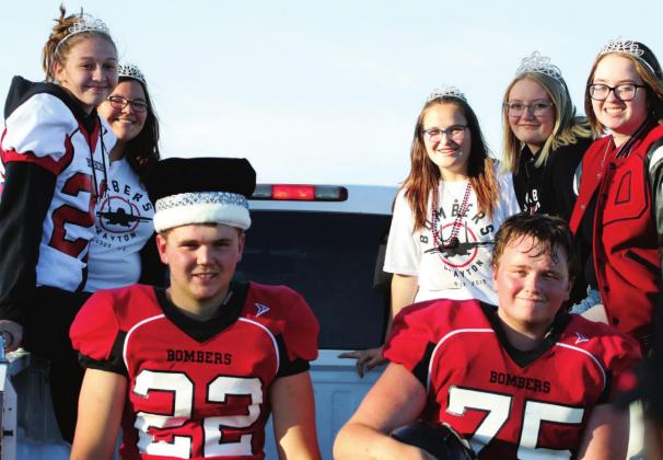 The 2021 DHS Homecoming appeared at half-time of Saturday’s game. From the left: Kayli Staskivige, Aaliyah Lorenzen, Nick Van Camp, Ariaunna Larocque, Cole Wilson, Mackenzie Guss, and Jordie Praska. VNV Photo by Lyle Van Camp
