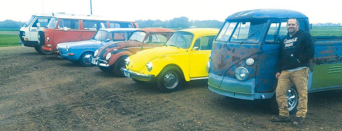 Gary Jensen, rural Drayton, with his VW collection. Photo by Christine Jensen.