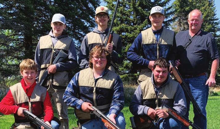 The Drayton High School Trapshooting Team: Back row; from the left, Grant Vold, Leif Hatloy, Cayden Quibell, coach Leland Bratlie. Front Row; Ryan Corrick, Cole Wilson, and Bradin Dalzell. VNV photo provided by the Drayton High School Trapshooting Team. Photo submitted.