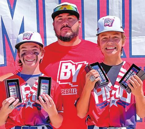 Pictured left to right: Gavin Cornell, Coach Zac Tapia, and Trenten Bronson-Keena at the All-American Games in Reno, Nevada. Pictured below right is a closer look at Trenten’s awards. Pictures submitted by Caitlyn Ryan
